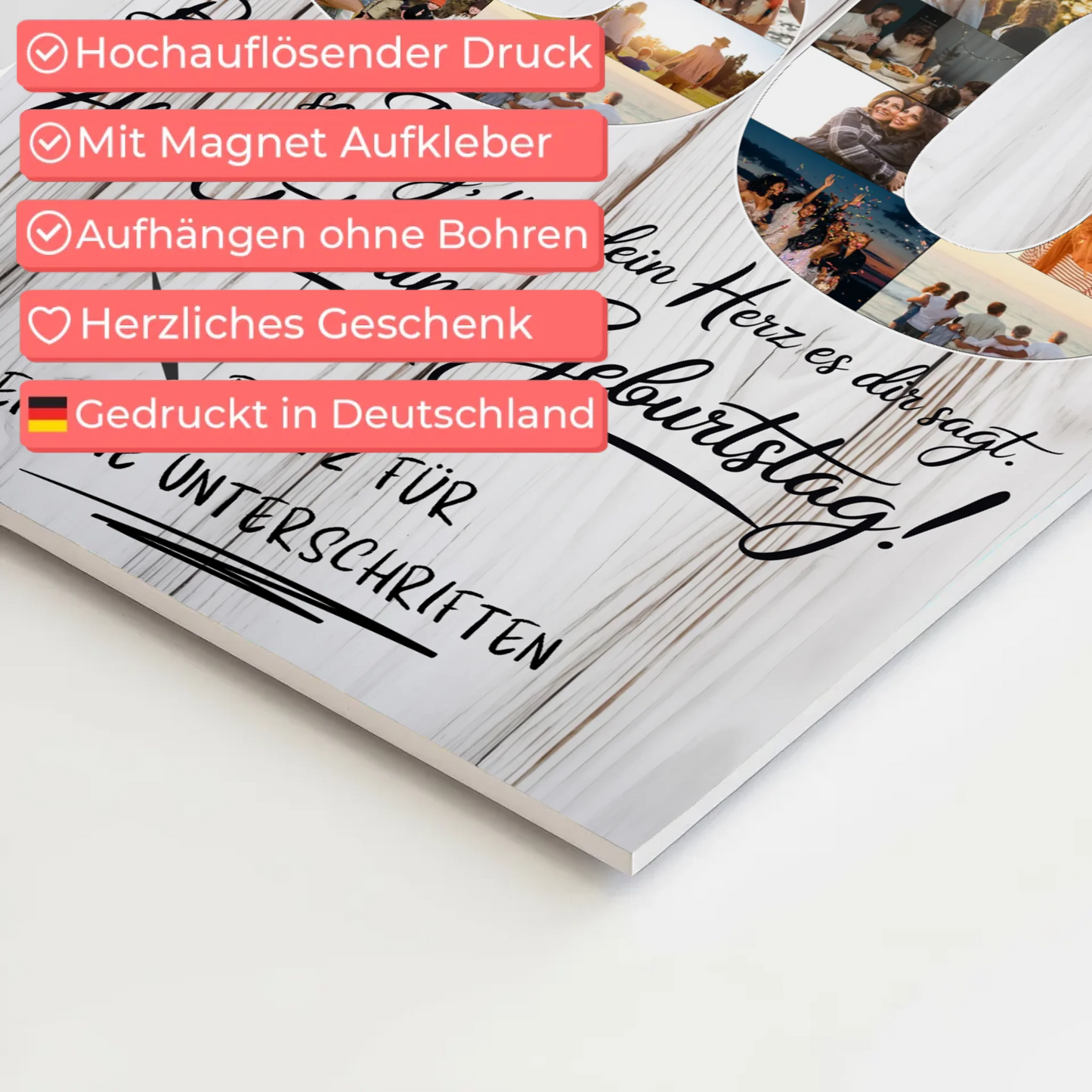 Fotoboard Magnet Poster mit Unterschriften Sohn 30 Geburtstag