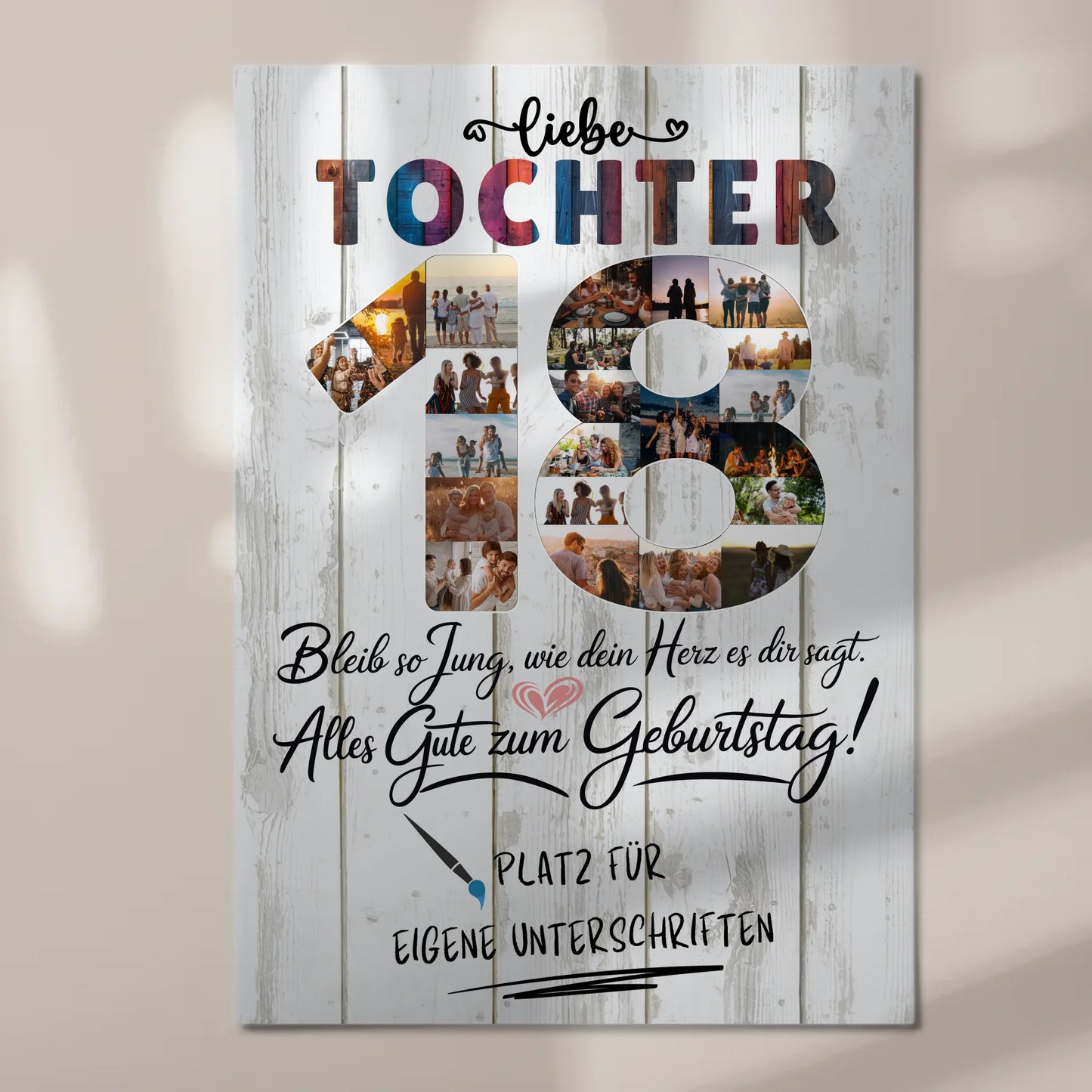 Fotoboard Poster magnetisch mit Wunschtext Tochter 18 Geburtstag Fotos