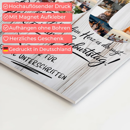 Fotoboard Magnet Poster mit Unterschriften Stiefpapa 60 Geburtstag Fotos