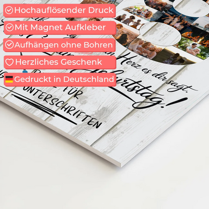 Fotoboard Poster magnetisch mit Wunschtext Tochter 18 Geburtstag Fotos