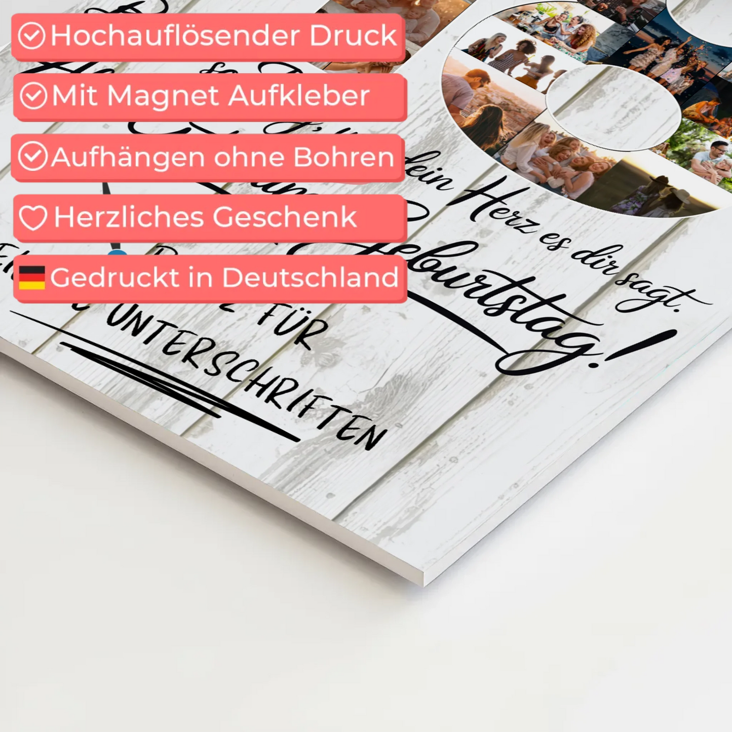 Fotoboard Poster magnetisch mit Wunschtext Tochter 18 Geburtstag Fotos