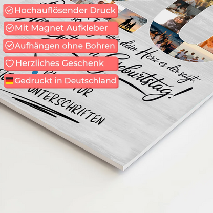 Magnetisches Fotoboard mit Unterschriften zum 20 Geburtstag