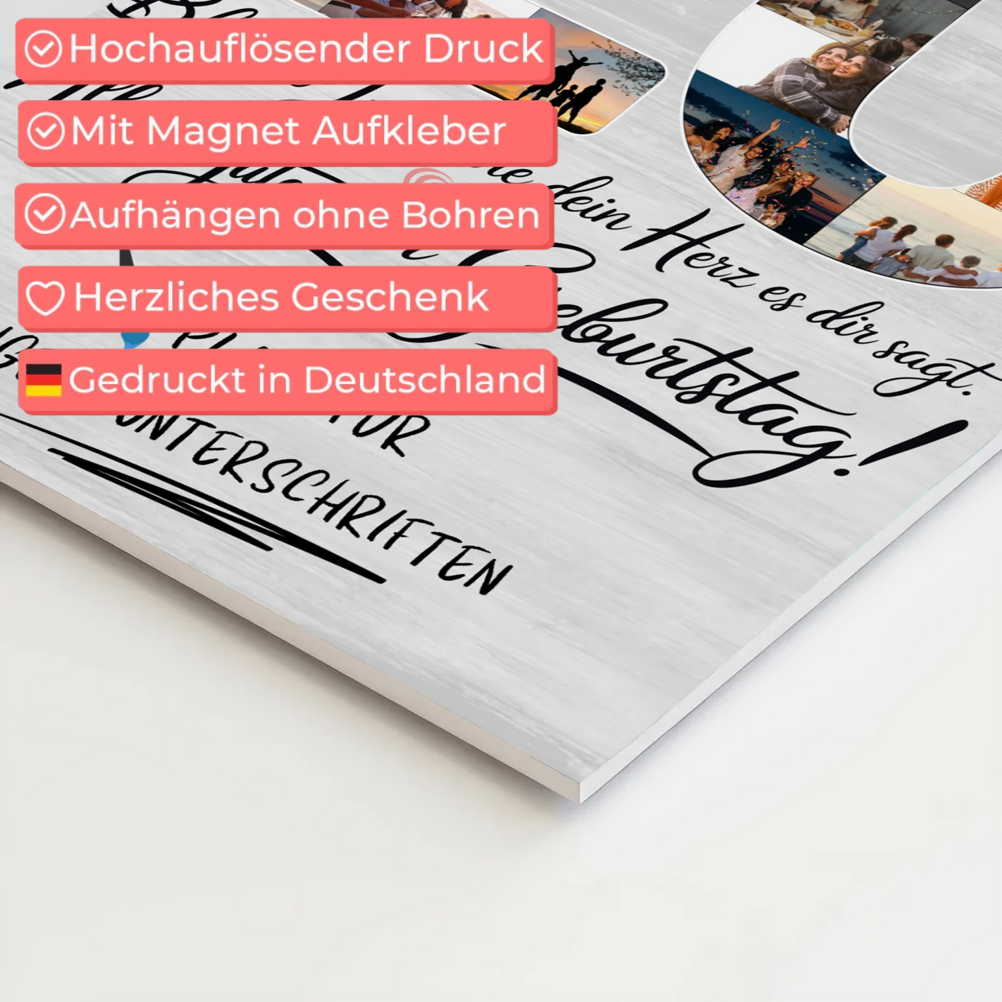 Magnetisches Fotoboard mit Unterschriften zum 20 Geburtstag