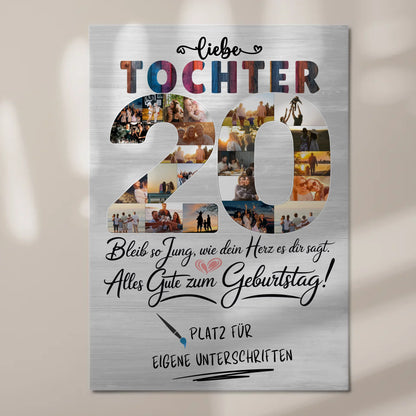 Magnetisches Fotoboard mit Unterschriften zum 20 Geburtstag
