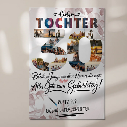 Magnet Poster mit Wunschtext Tochter 30 Geburtstag Fotos