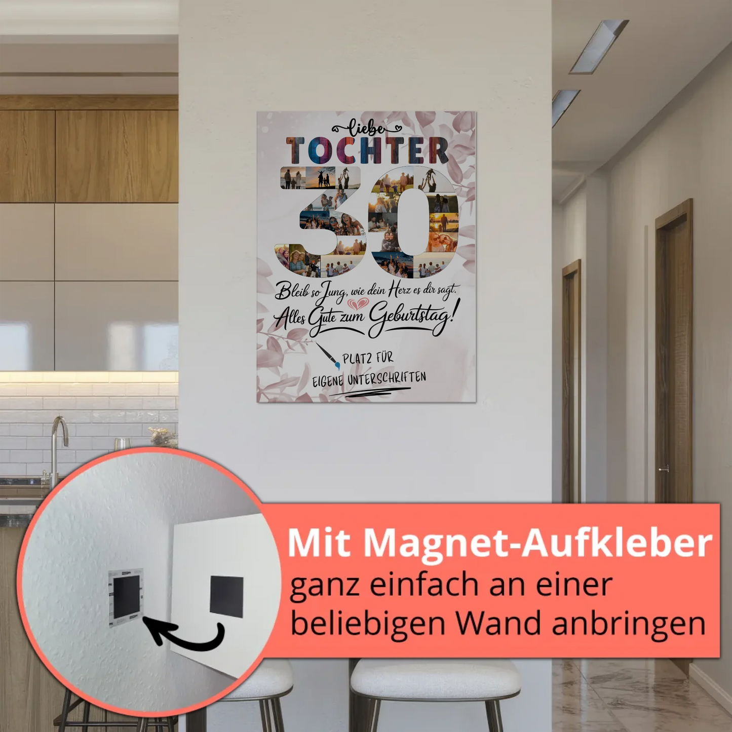 Magnet Poster mit Wunschtext Tochter 30 Geburtstag Fotos