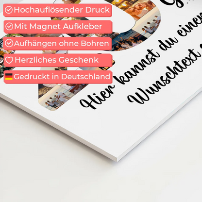 Magnetisches Fotoboard Poster mit Wunschtext zum 20. Geburtstag