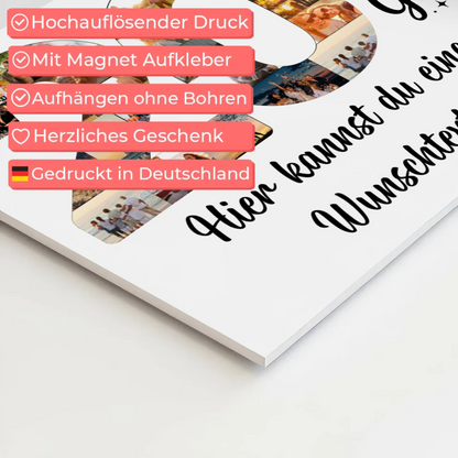 Magnetisches Fotoboard Poster mit Wunschtext zum 20. Geburtstag