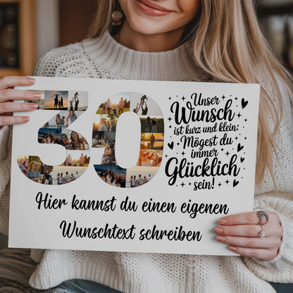 Fotoboard Magnet Poster mit Unterschriften 30 Geburtstag Wunsch