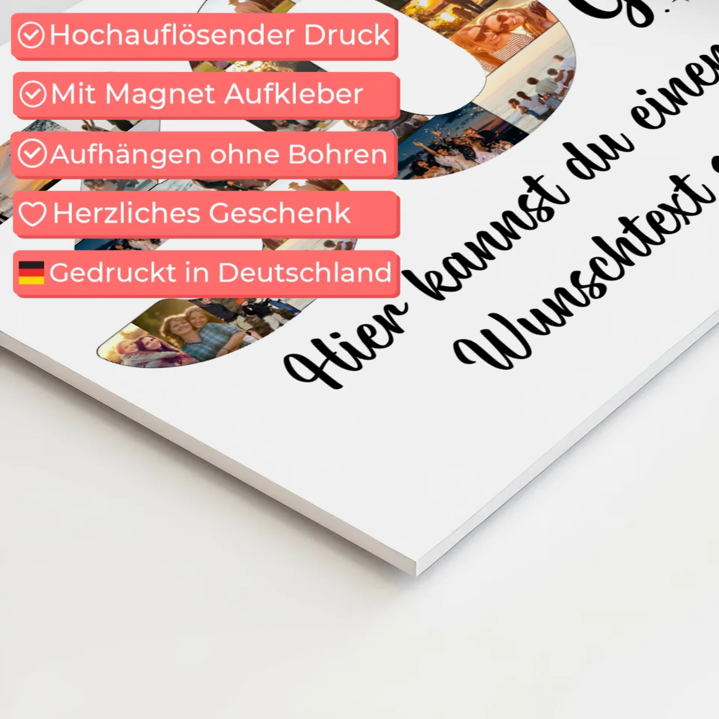 Fotoboard Magnet Poster mit Unterschriften 30 Geburtstag Wunsch