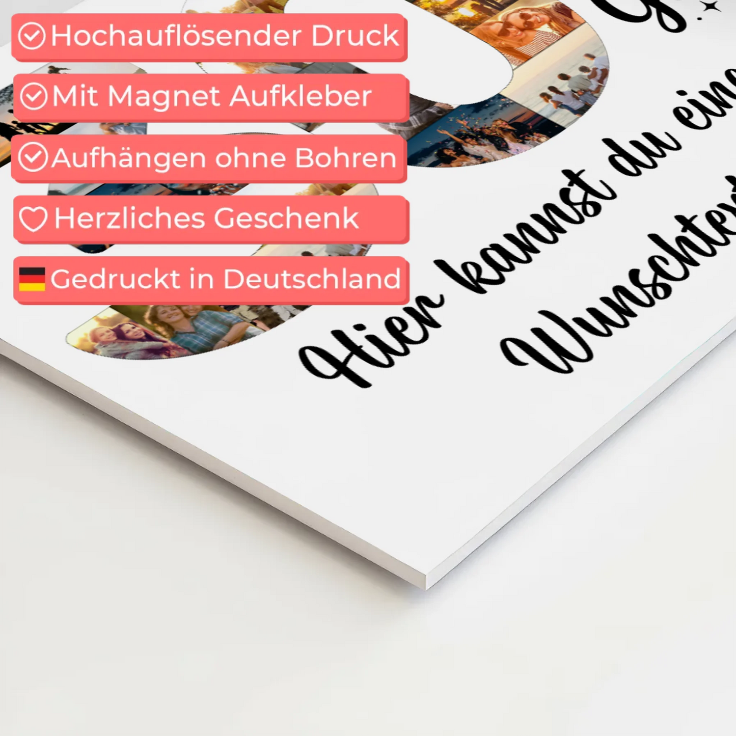 Fotoboard Magnet Poster mit Unterschriften 30 Geburtstag Wunsch