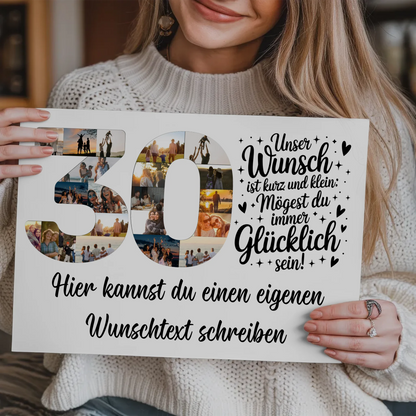 Fotoboard Magnet Poster mit Unterschriften 30 Geburtstag Wunsch