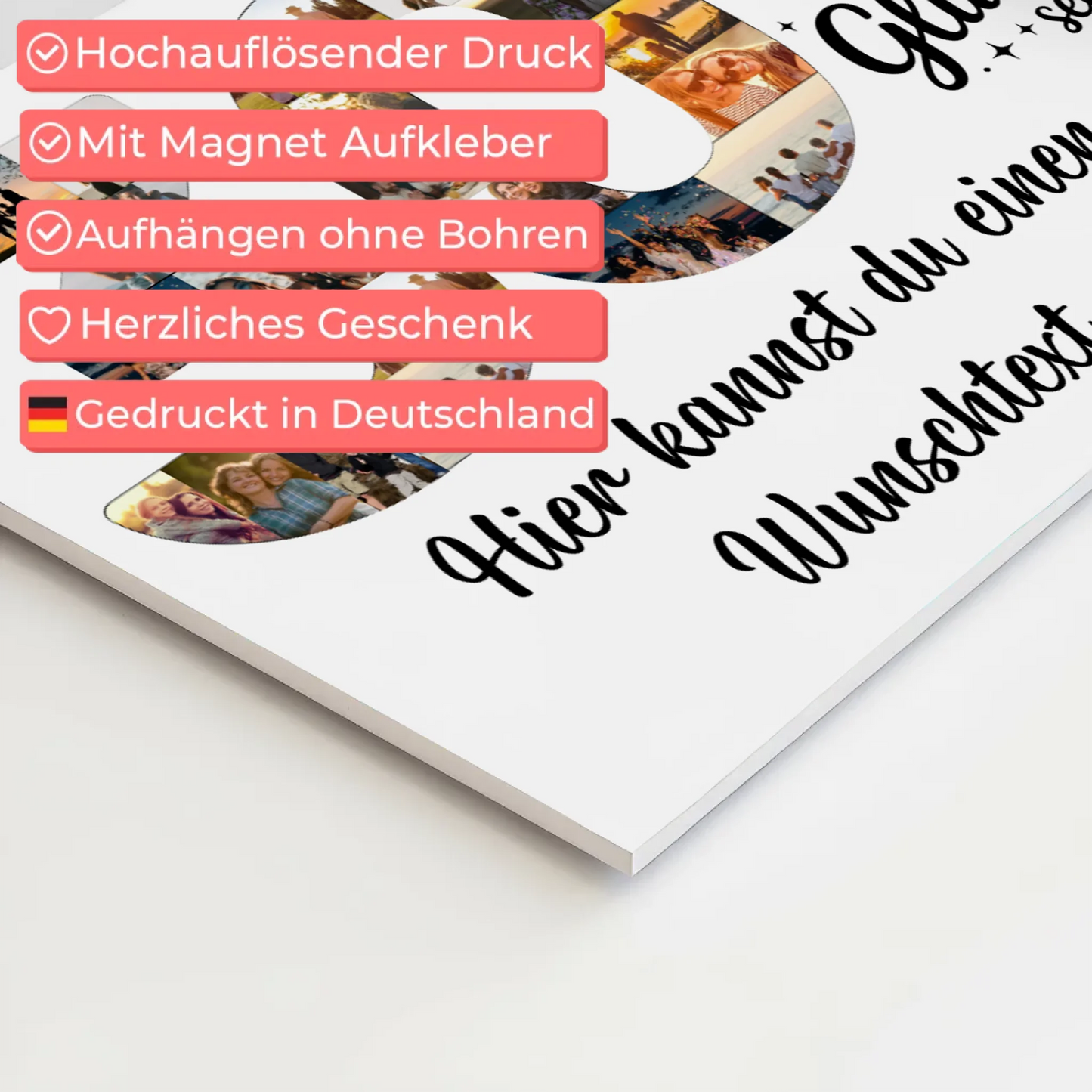 Fotoboard Magnet Poster mit Unterschriften 30 Geburtstag Wunsch