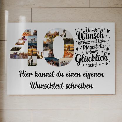 Fotoboard Poster magnetisch mit Wunschtext zum 40 Geburtstag