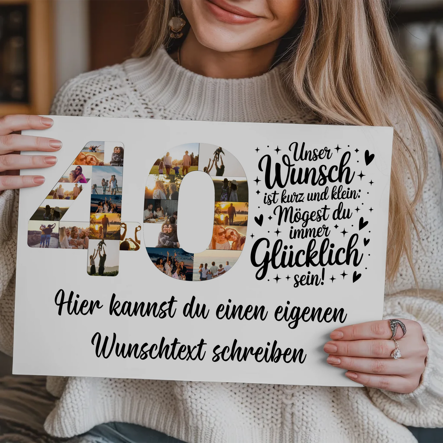 Fotoboard Poster magnetisch mit Wunschtext zum 40 Geburtstag