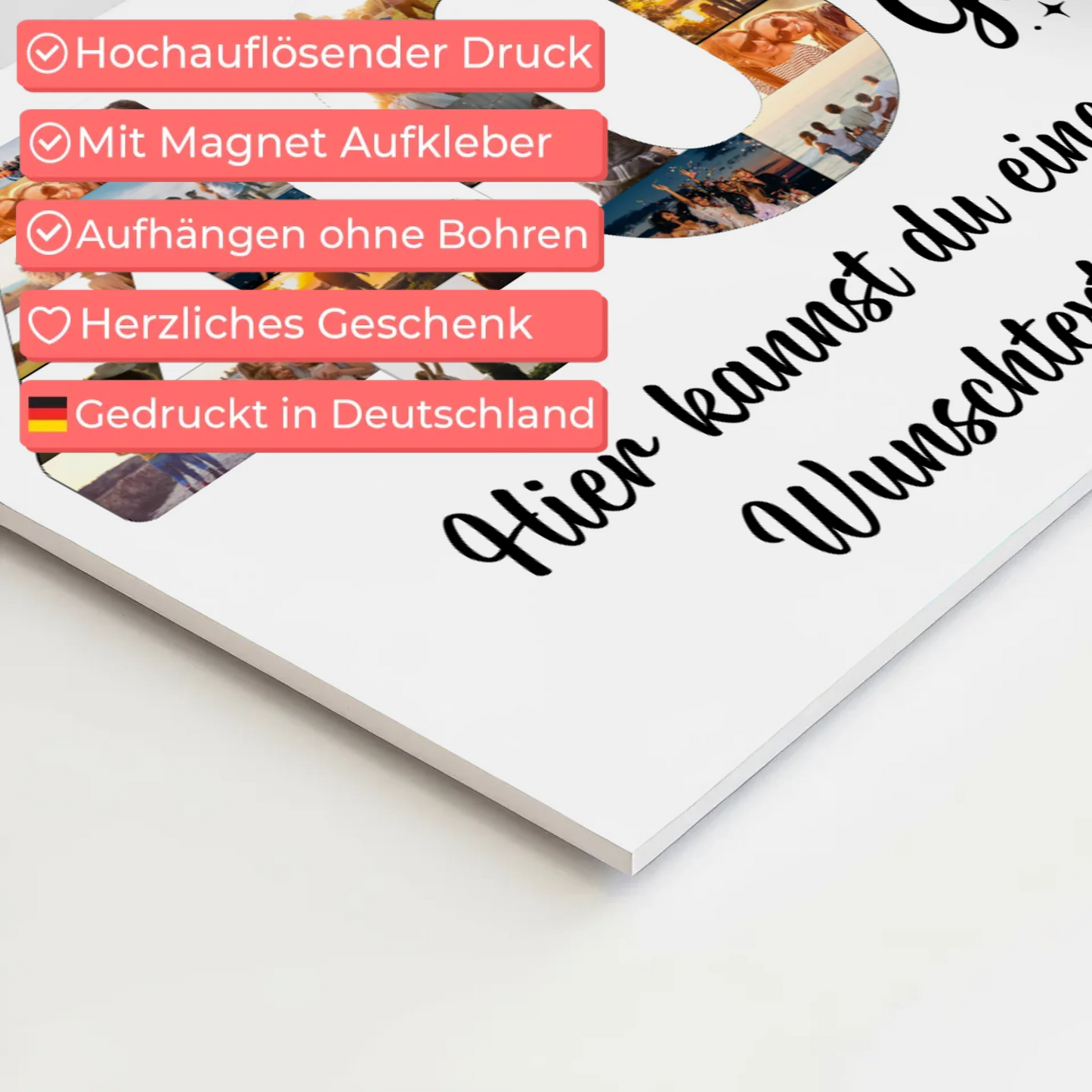 Fotoboard Poster magnetisch mit Wunschtext zum 40 Geburtstag