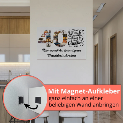 Fotoboard Poster magnetisch mit Wunschtext zum 40 Geburtstag