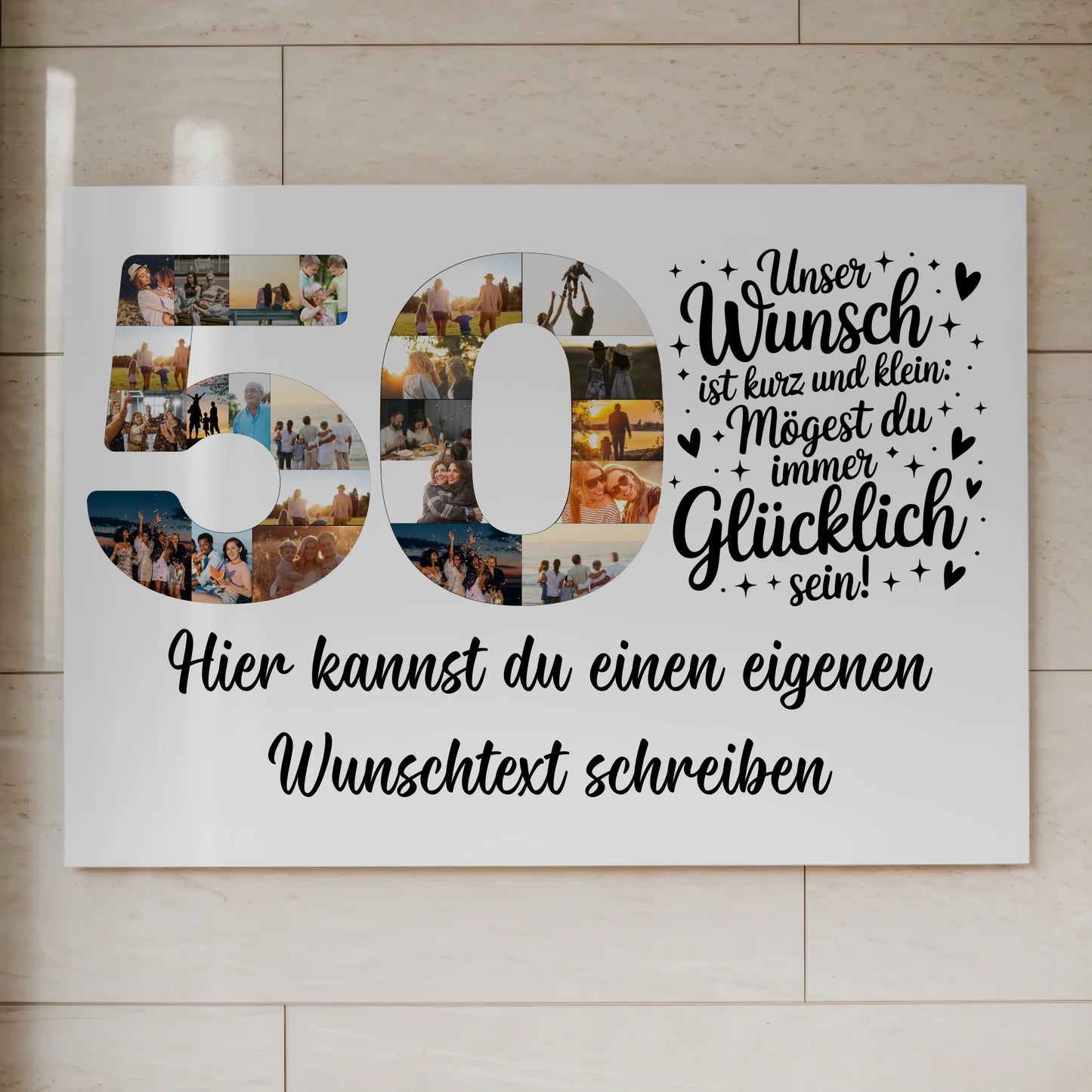 Magnetisches Fotoboard mit Unterschriften zum 50 Geburtstag Wunsch