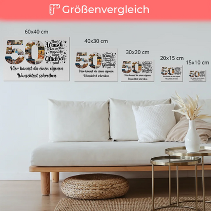 Magnetisches Fotoboard mit Unterschriften zum 50 Geburtstag Wunsch