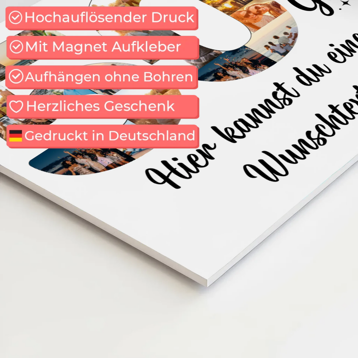 Magnetisches Fotoboard mit Unterschriften zum 50 Geburtstag Wunsch