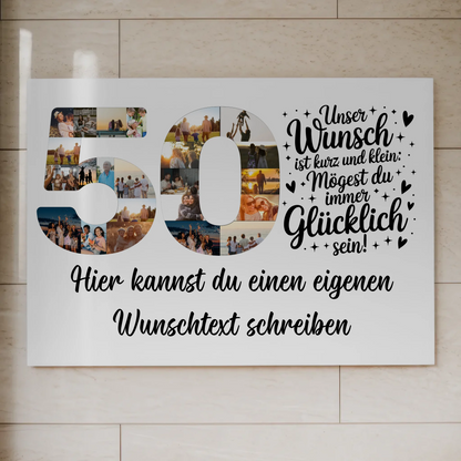 Magnetisches Fotoboard mit Unterschriften zum 50 Geburtstag Wunsch
