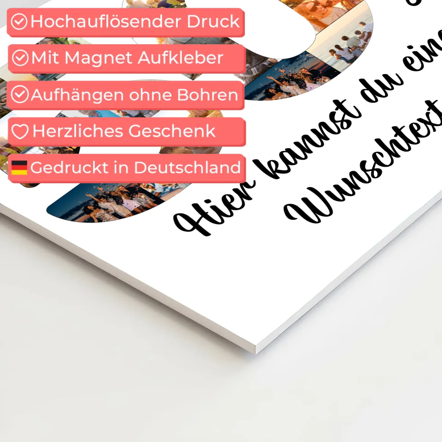 Magnetisches Fotoboard mit Unterschriften zum 50 Geburtstag Wunsch