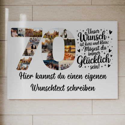 Magnet Wandbild mit Unterschriften zum 70 Geburtstag Wunsch