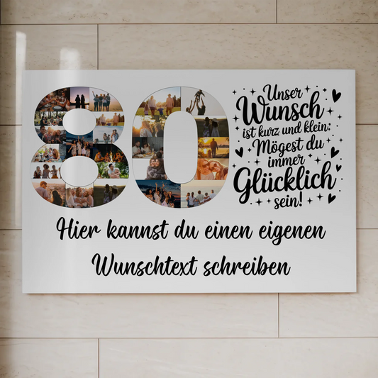 Magnetisches Fotoboard Poster mit Wunschtext zum 80 Geburtstag