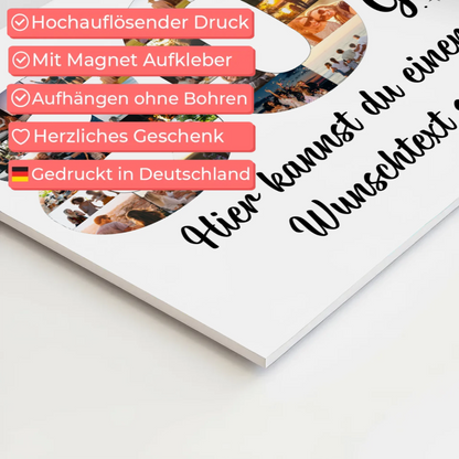 Magnetisches Fotoboard Poster mit Wunschtext zum 80 Geburtstag