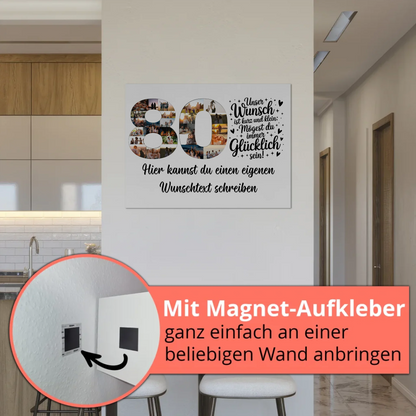 Magnetisches Fotoboard Poster mit Wunschtext zum 80 Geburtstag