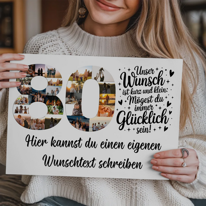 Magnetisches Fotoboard Poster mit Wunschtext zum 80 Geburtstag