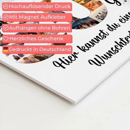 Magnetisches Fotoboard Poster mit Wunschtext zum 80 Geburtstag