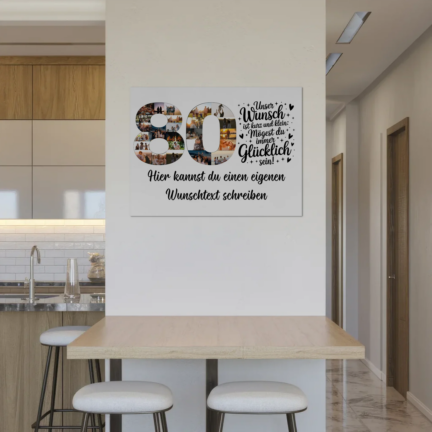 Magnetisches Fotoboard Poster mit Wunschtext zum 80 Geburtstag