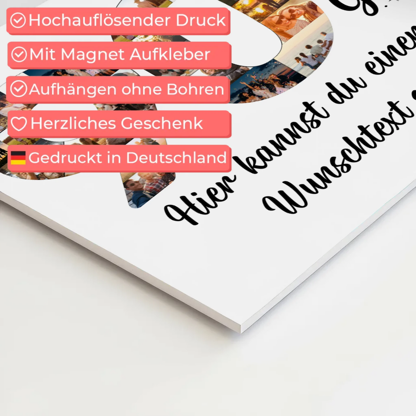 Fotoboard Magnet Poster mit Unterschriften 90 Geburtstag Wunsch