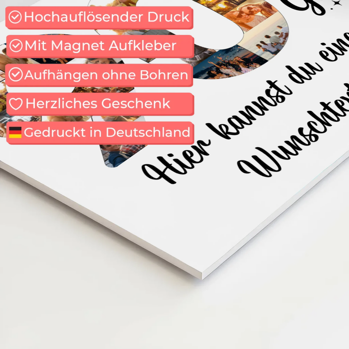 Fotoboard Magnet Poster mit Unterschriften 90 Geburtstag Wunsch