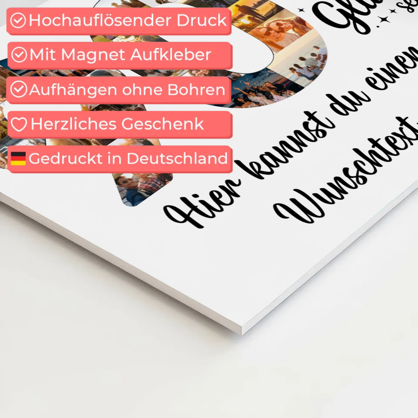 Fotoboard Magnet Poster mit Unterschriften 90 Geburtstag Wunsch
