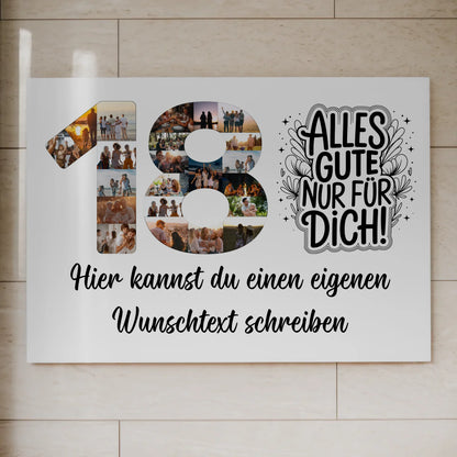Fotoboard Poster magnetisch mit Wunschtext 18 Geburtstag mit Magnet