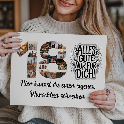 Fotoboard Poster magnetisch mit Wunschtext 18 Geburtstag mit Magnet