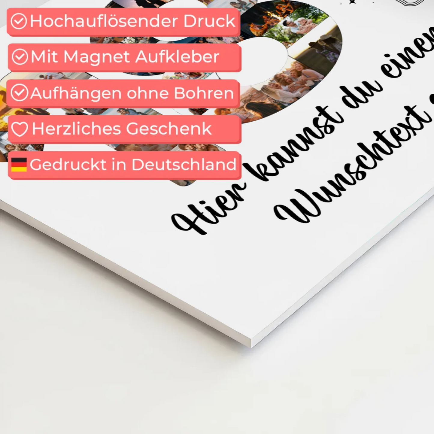Fotoboard Poster magnetisch mit Wunschtext 18 Geburtstag mit Magnet