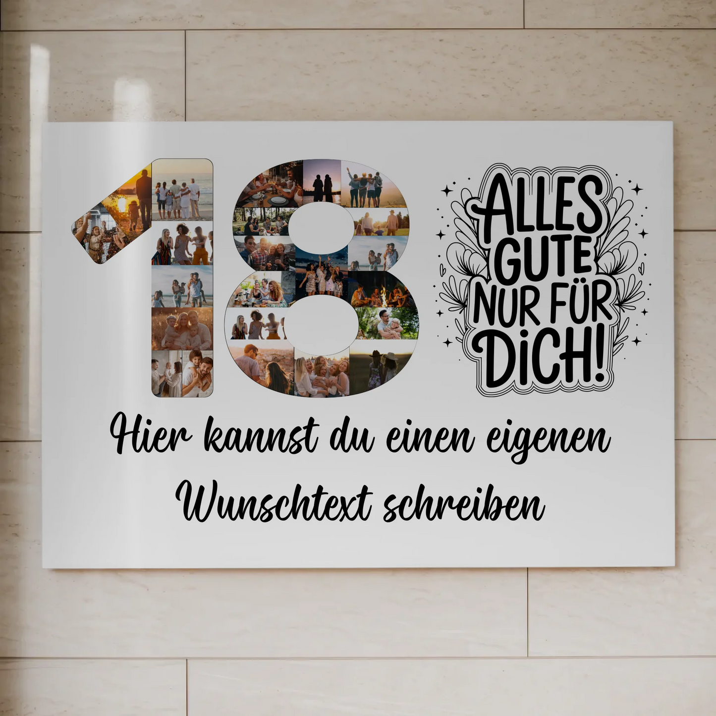 Fotoboard Poster magnetisch mit Wunschtext 18 Geburtstag mit Magnet