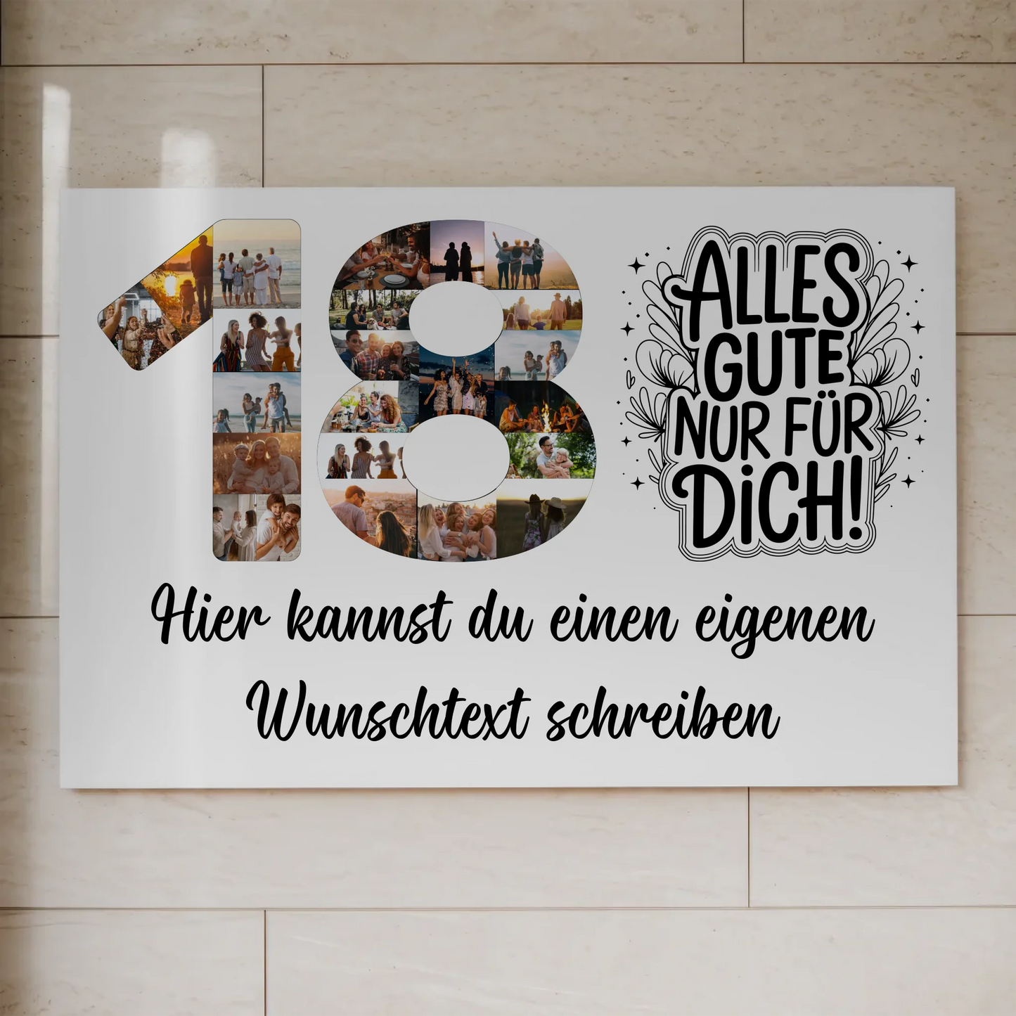 Fotoboard Poster magnetisch mit Wunschtext 18 Geburtstag mit Magnet