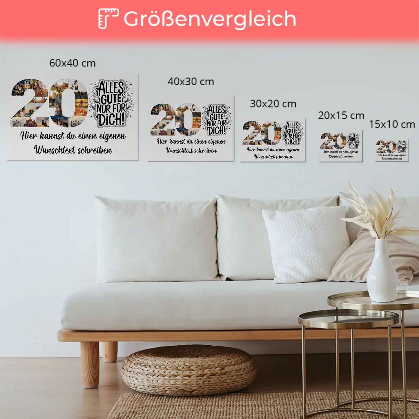 Magnetisches Fotoboard mit Unterschriften 20 Geburtstag Poster