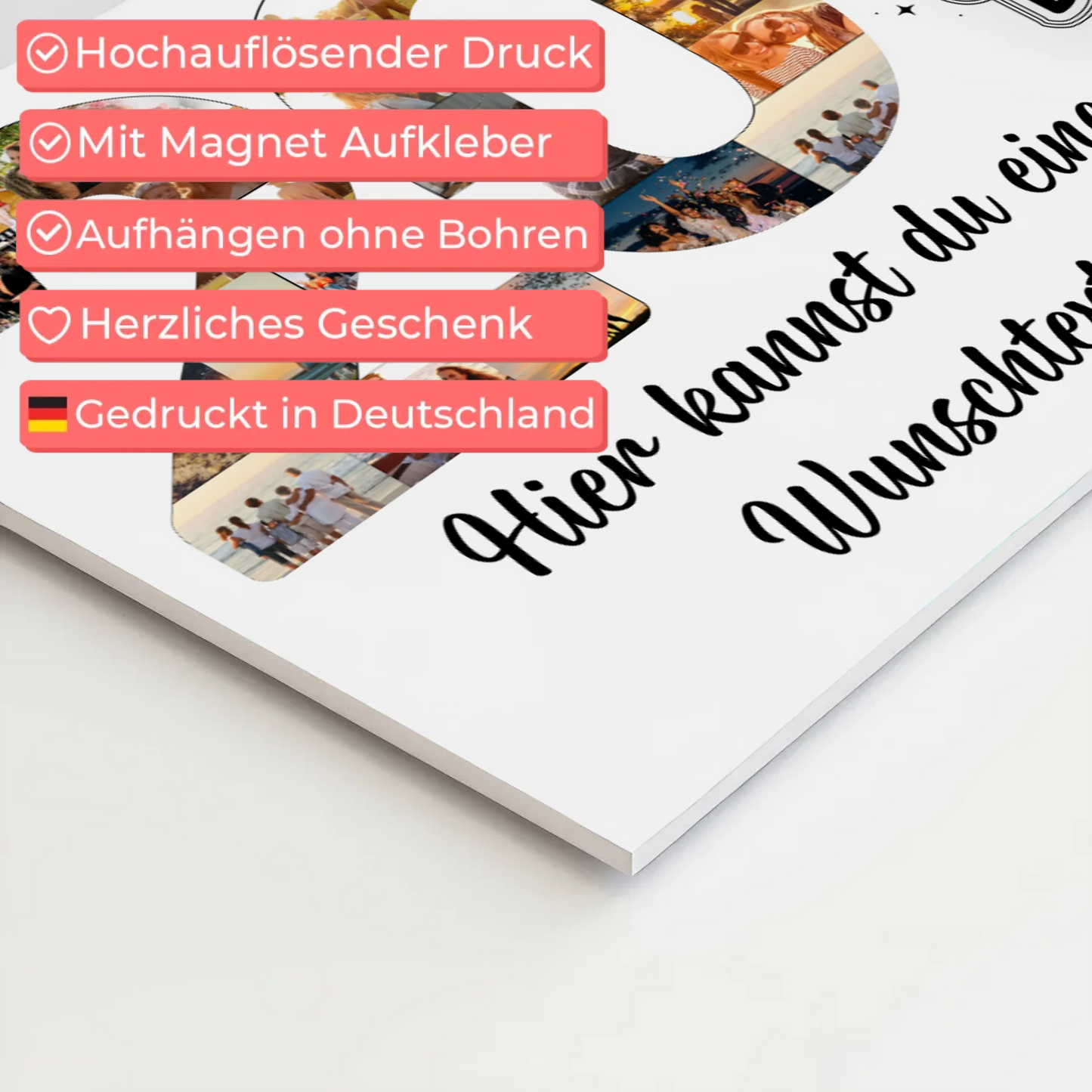 Magnetisches Fotoboard mit Unterschriften 20 Geburtstag Poster