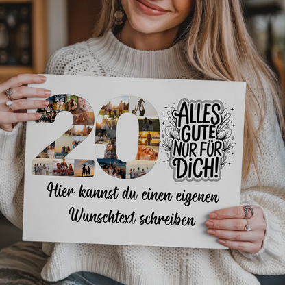 Magnetisches Fotoboard mit Unterschriften 20 Geburtstag Poster