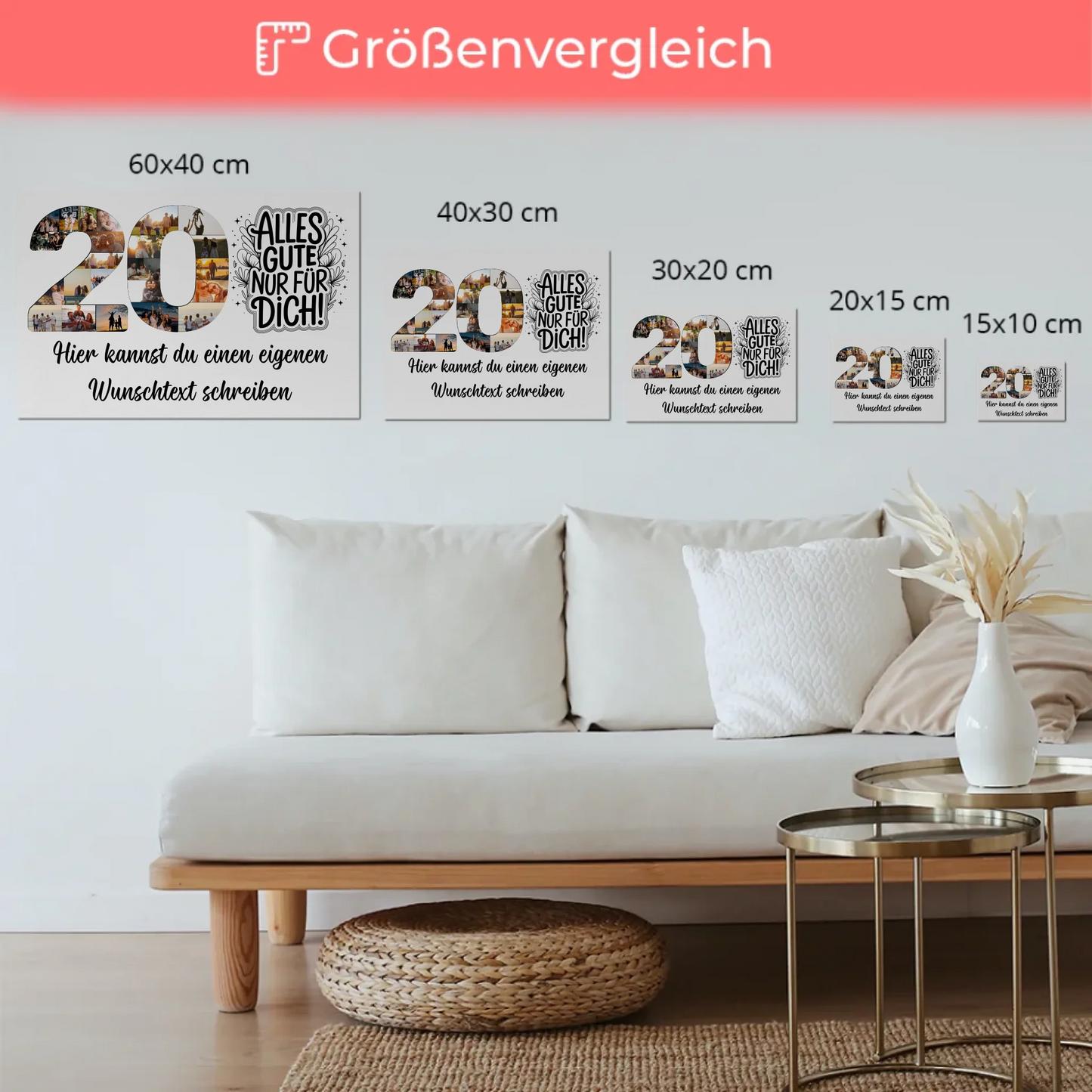 Magnetisches Fotoboard mit Unterschriften 20 Geburtstag Poster
