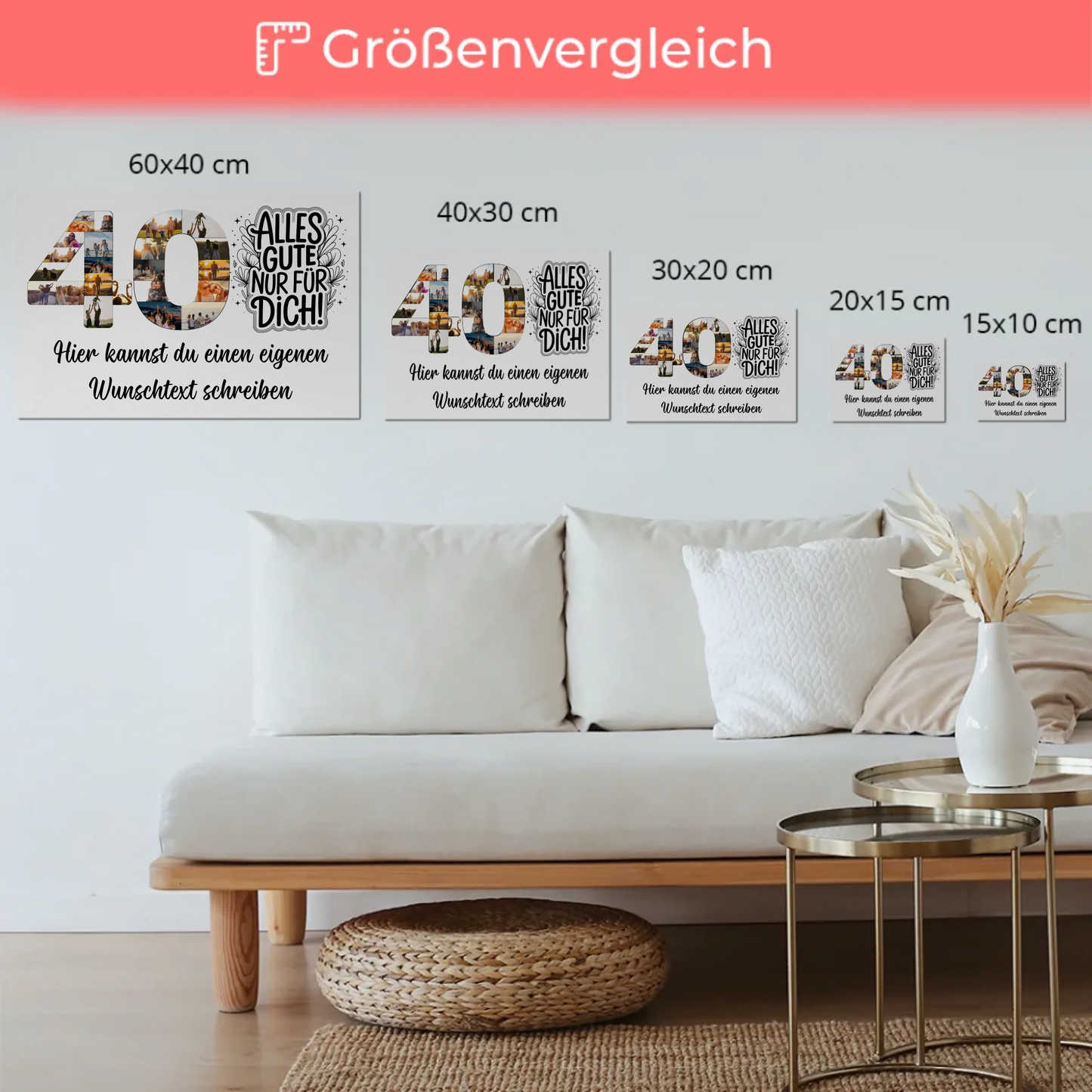 Magnet Wandbild mit Unterschriften 40 Geburtstag Geschenk