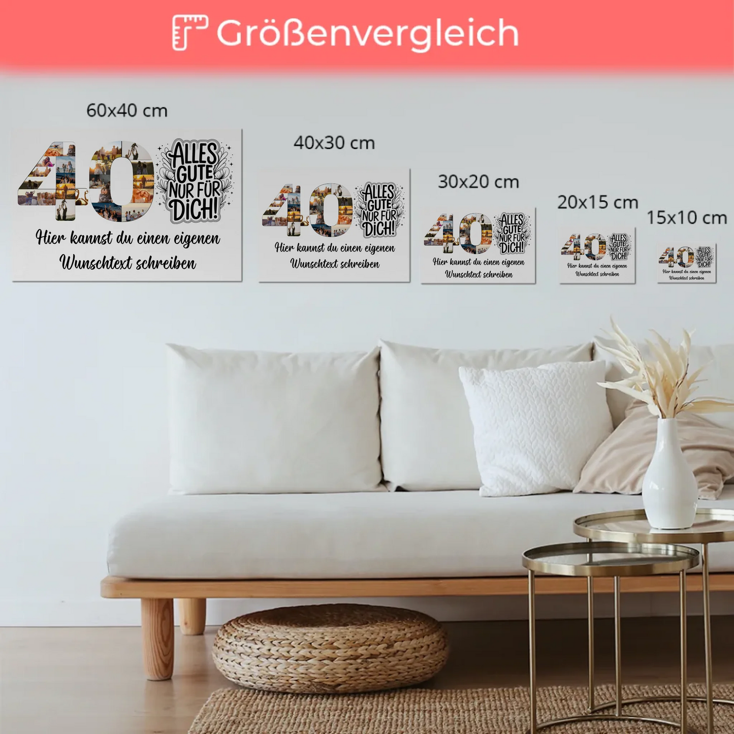 Magnet Wandbild mit Unterschriften 40 Geburtstag Geschenk