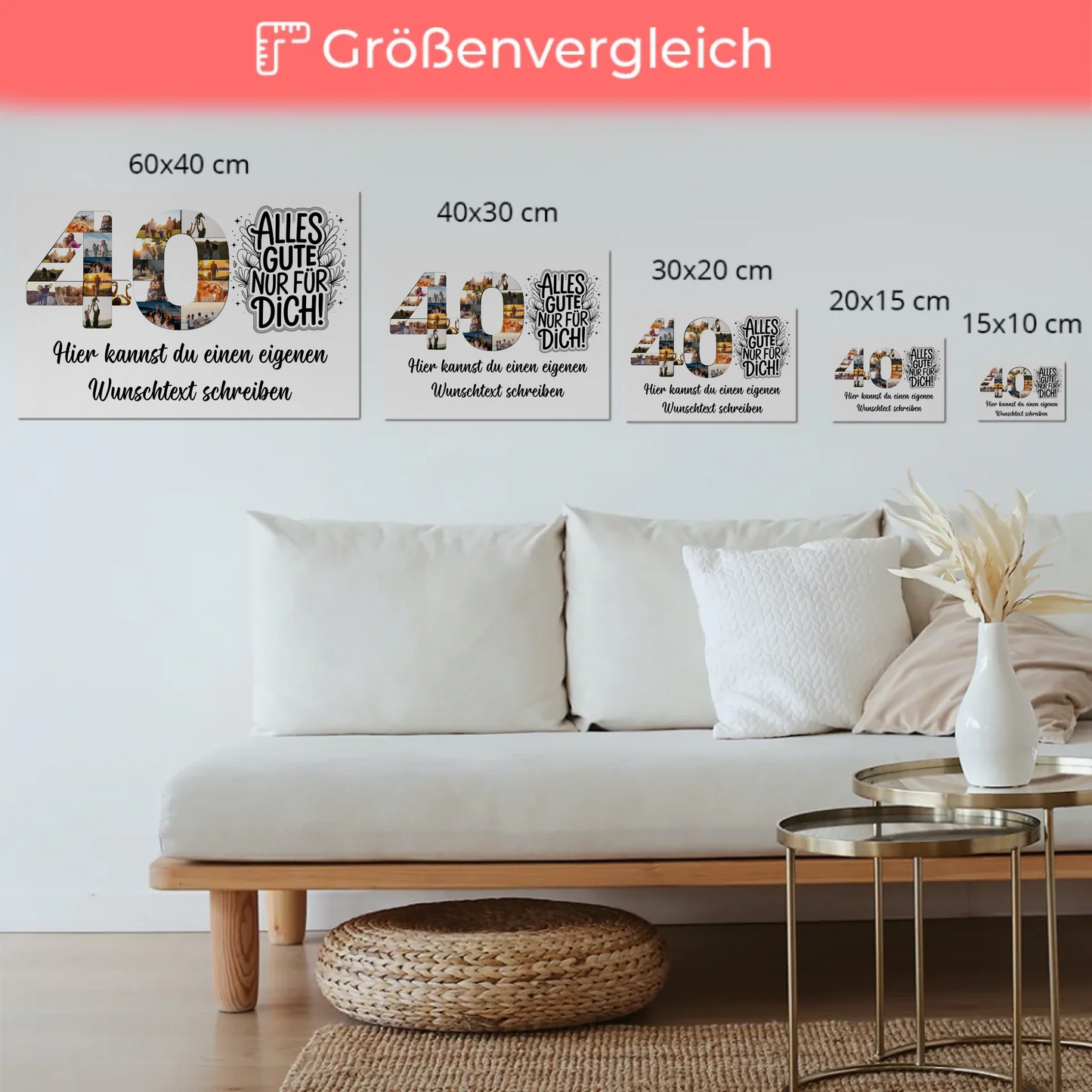 Magnet Wandbild mit Unterschriften 40 Geburtstag Geschenk