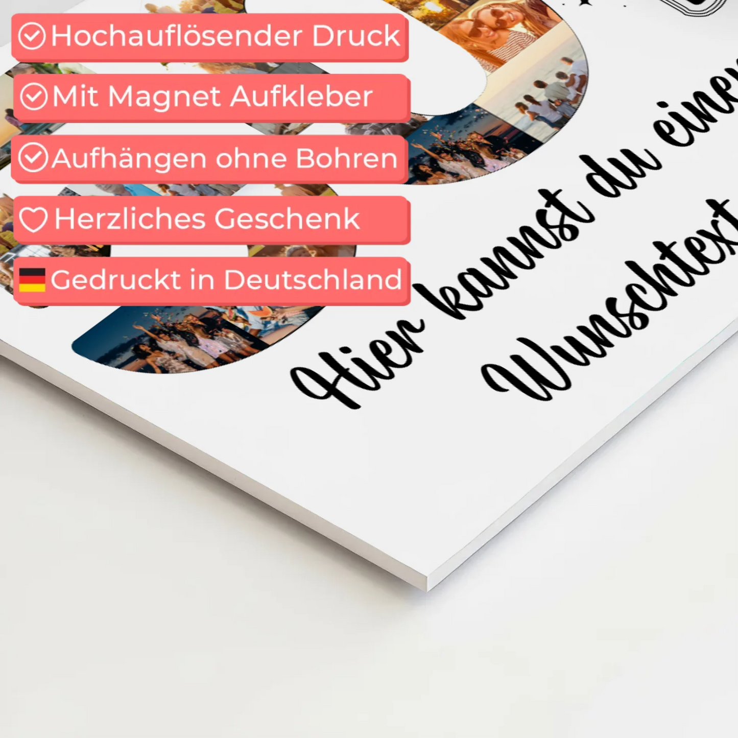 Magnetisches Fotoboard Poster mit Wunschtext 50 Geburtstag Geschenkidee
