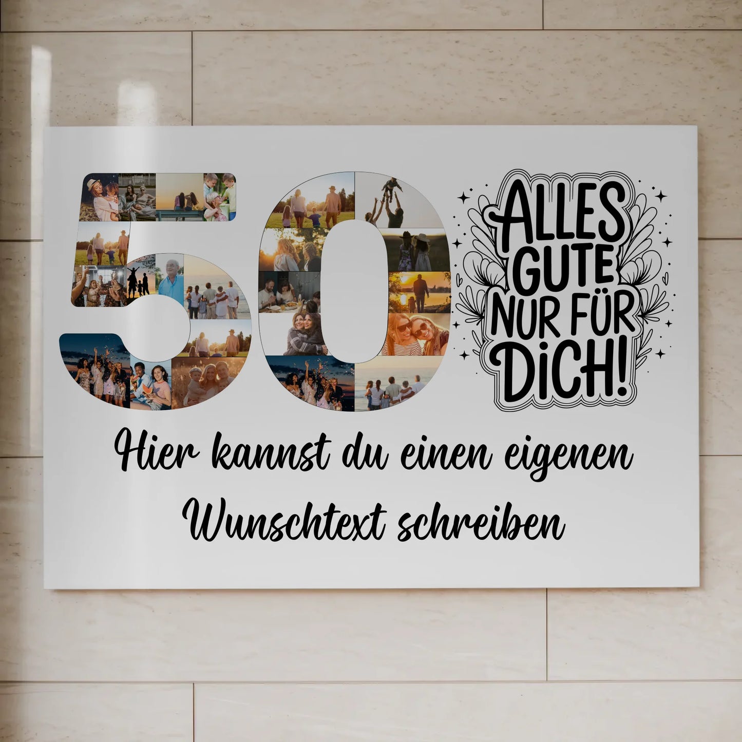 Magnetisches Fotoboard Poster mit Wunschtext 50 Geburtstag Geschenkidee